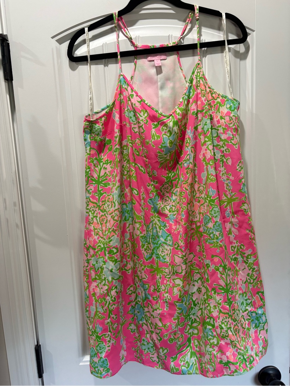 Lilly Pulitzer Pink Floral Slip Dress with Green Accents
